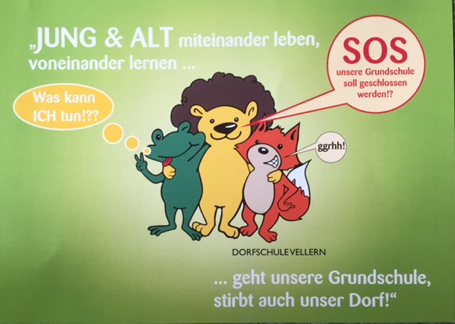 mit diesem Infoblatt warben die Vellerner fr den Erhalt ihrer Grundschule
