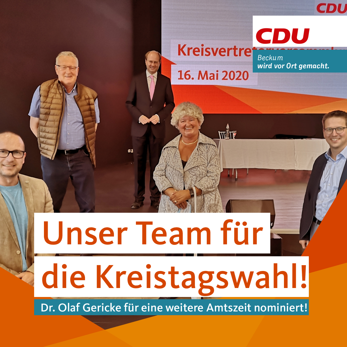 die vier Beckumer Kreistagskandidaten (v.l.) Andreas Khnel, Bernhard Kleibold, Dr. Gericke (Landrat), Resi Gerwing und Christoph Tentrup-Beckstedde